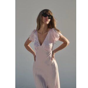 BNWT Selkie Blush/Ballerina Flutter Slip Dress size XL 100% Silk Pale Pink